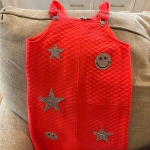 MIA Red Quilted Kids Bag with Silver Stars and Smiley